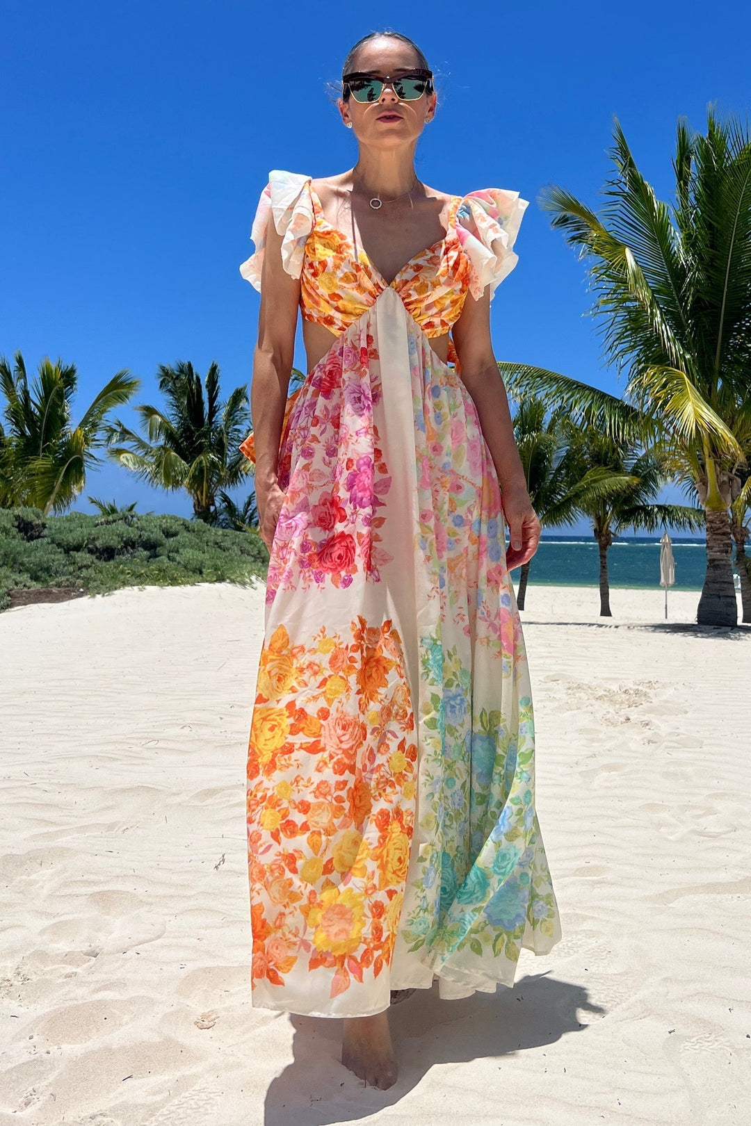 Blooming Beauty Floral Cutout Maxi Dress