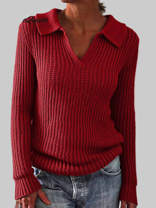 Eveline – Women’s Casual Lapel Long-Sleeve Sweater
