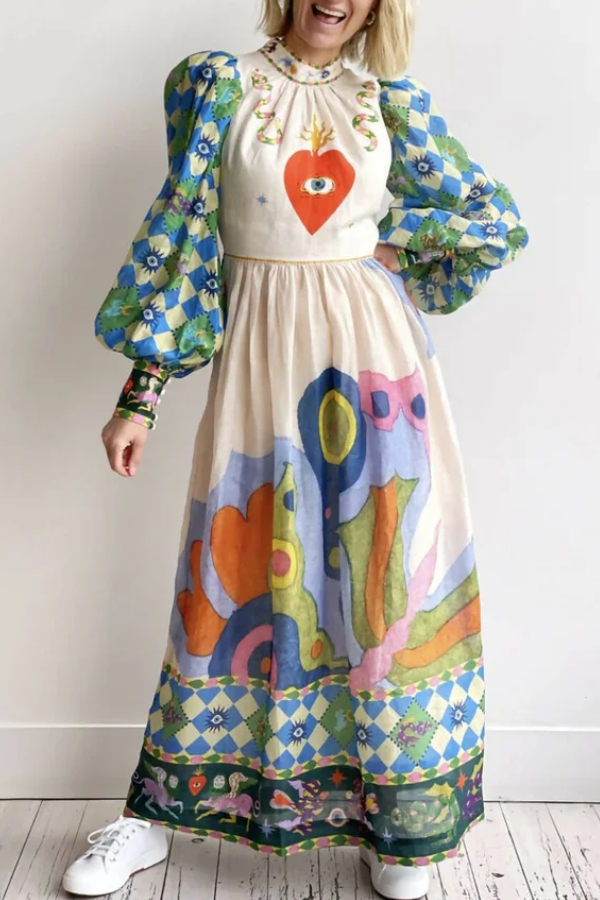 Dear to My Heart Lantern Sleeve Midi Dress