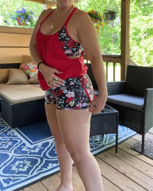 KAIA – STRAPPY PRINTED BOXER SWIMSUIT