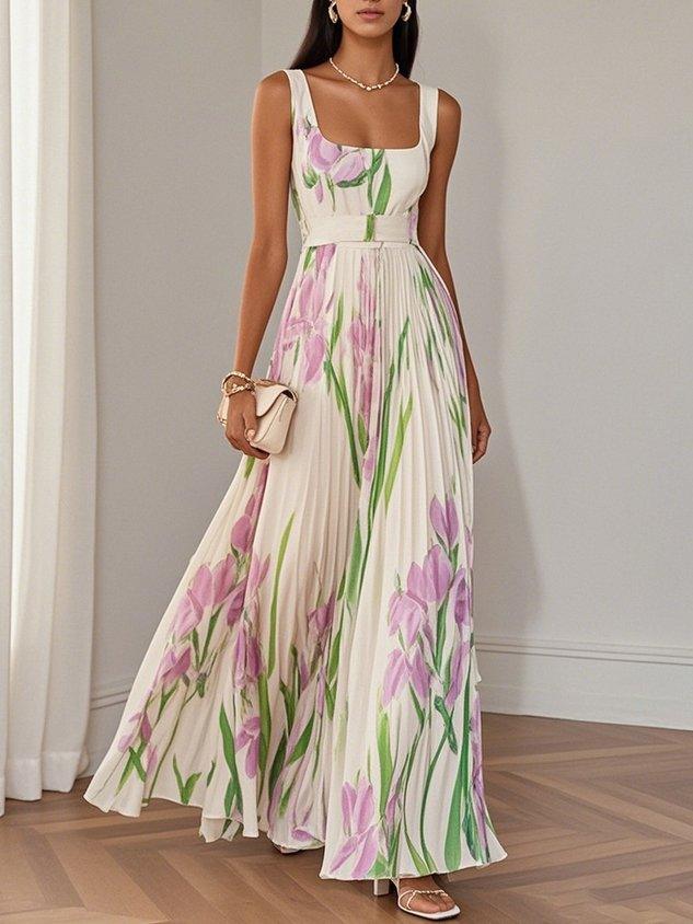Hinokaia | Luxe pleated floral maxi dress