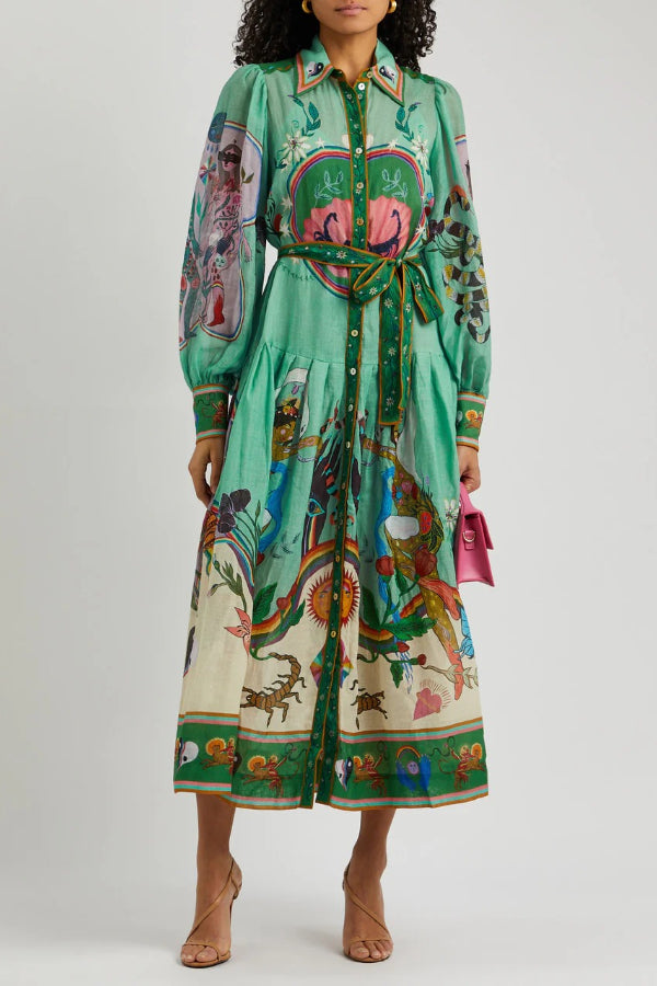 Capri™  Print Balloon Sleeve Midi Dress
