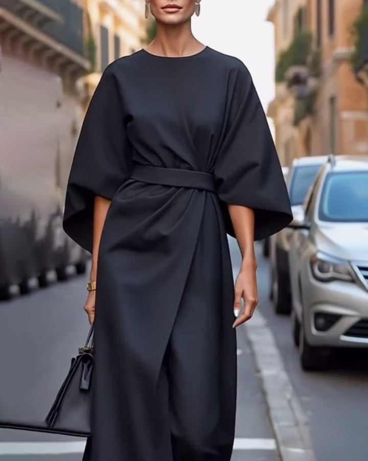 Celestine™ Dress with Elegant Lantern Sleeves & Belt
