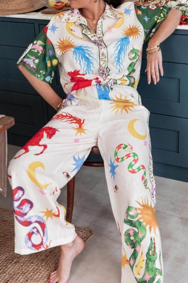 Bohemian Beauty Printed Shirt & Pants Set
