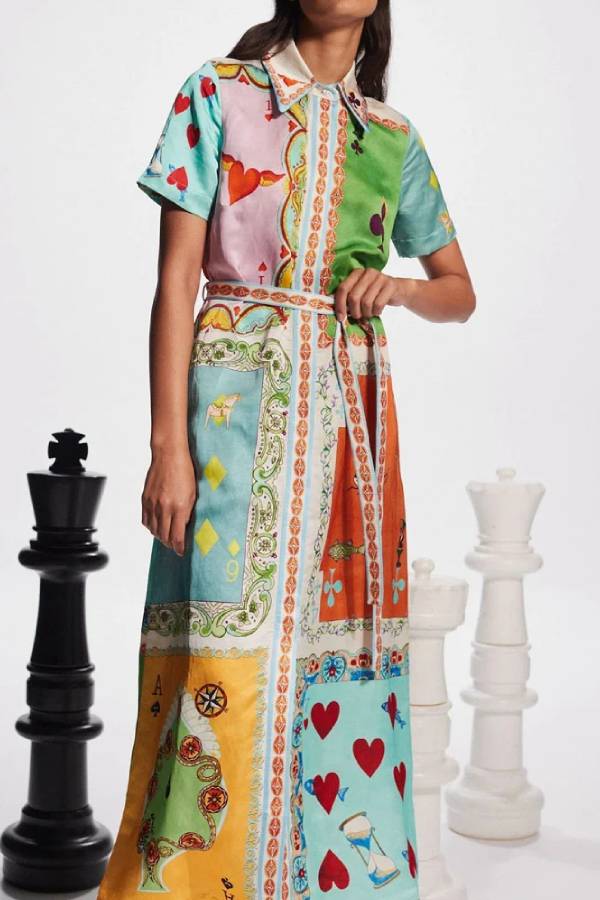 Voogue™ Lapel Printed Shirt Dress