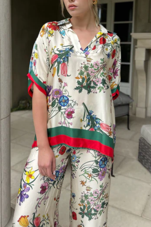 Lunvra -Mid-sleeve Printed Two-piece Set