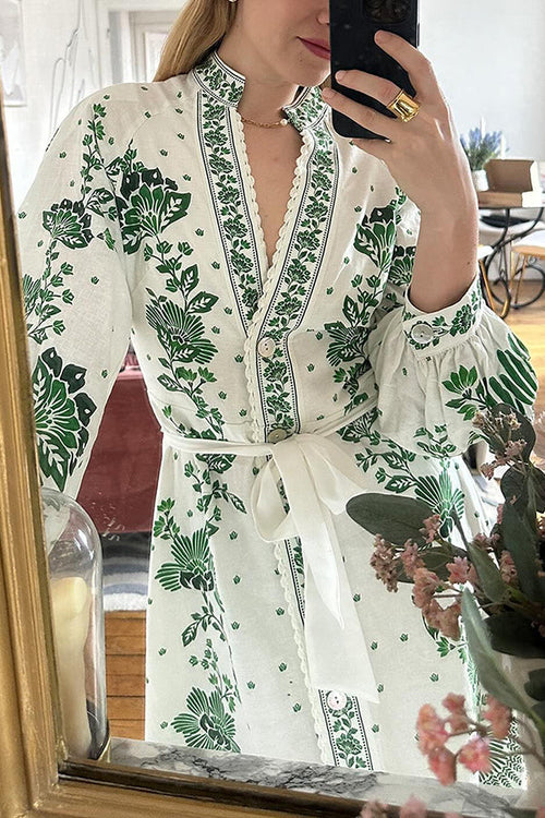 Celeste™ Unique Print Button-Down Maxi Dress