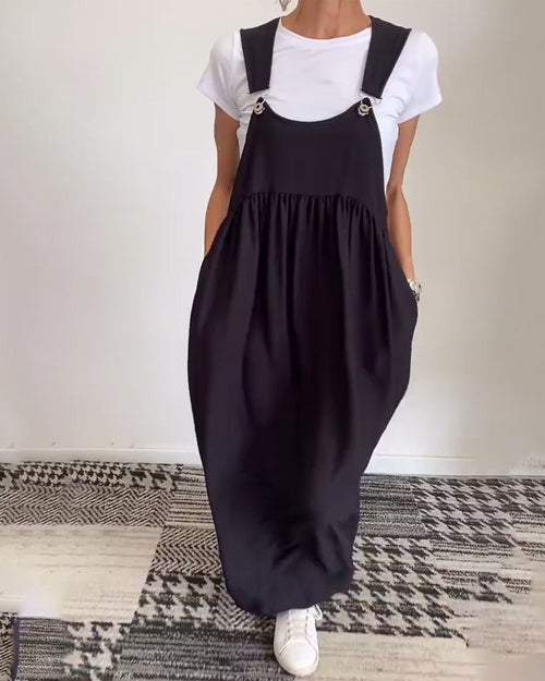 Casual Solid Colour Dress with Straps