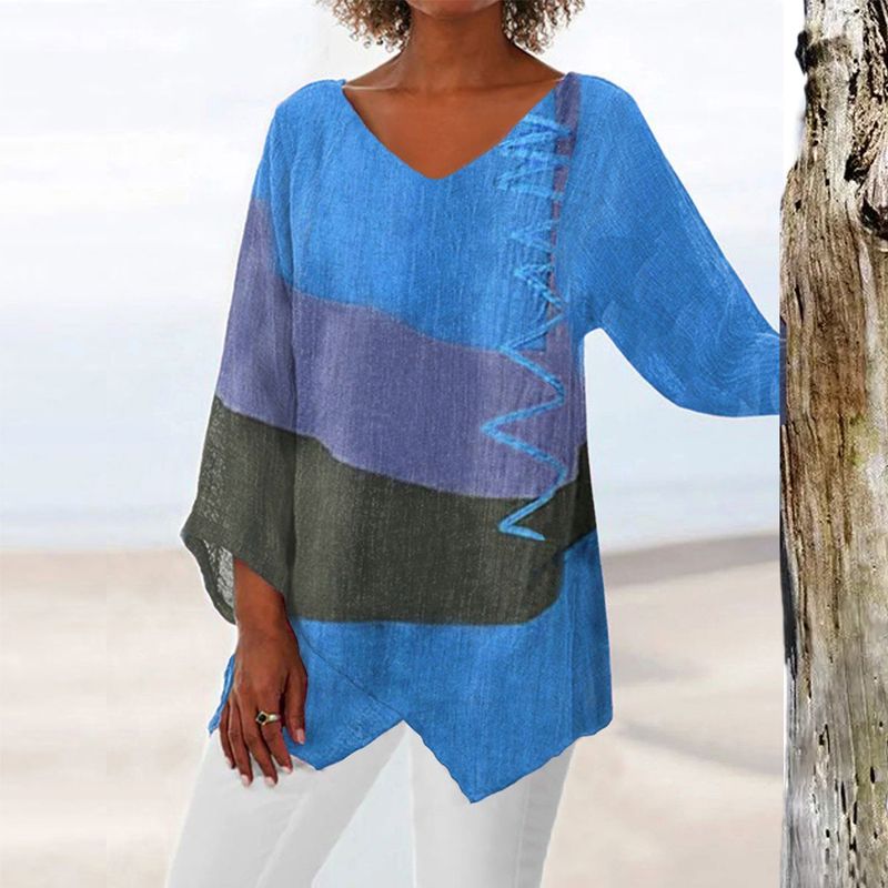 Helene | Stylish V-Neck Colour Block Top