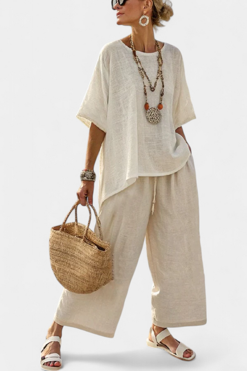 Lovie Oversized Blouse and Wide-Leg Trousers