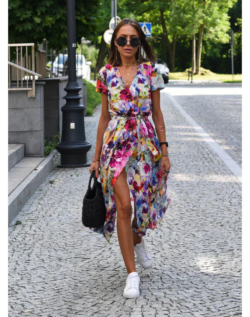 EVA | Elegant Dress with V-Neck and Tummy Coverage