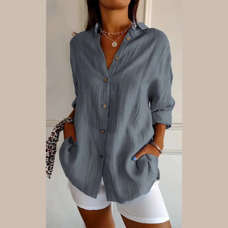 Serina | Classic Pleated Textured Jersey Shirt