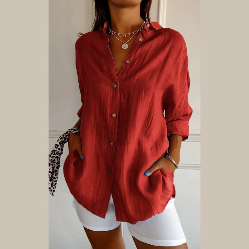 Serina | Classic Pleated Textured Jersey Shirt