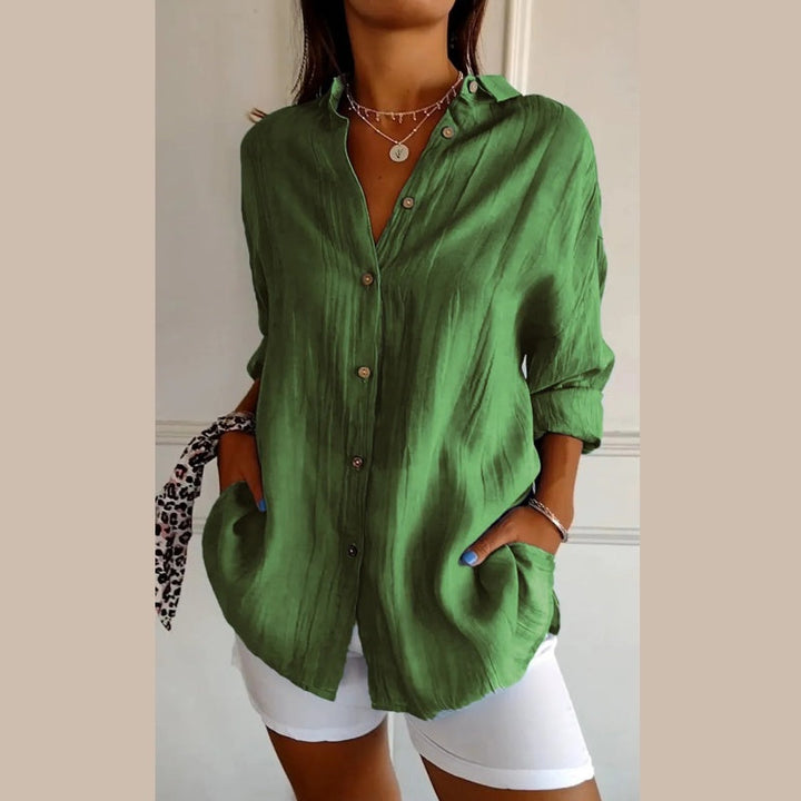 Serina | Classic Pleated Textured Jersey Shirt