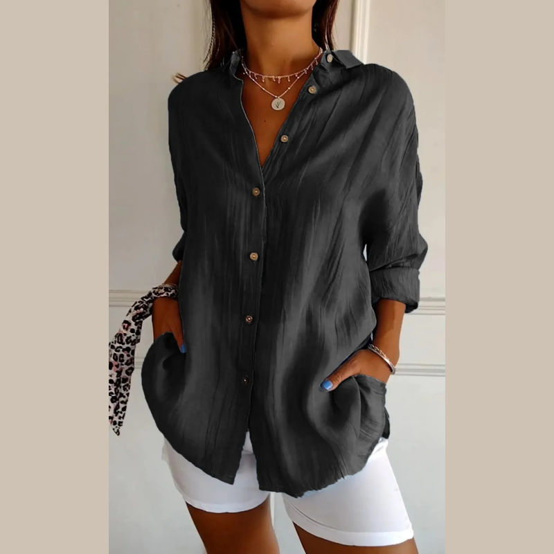 Serina | Classic Pleated Textured Jersey Shirt