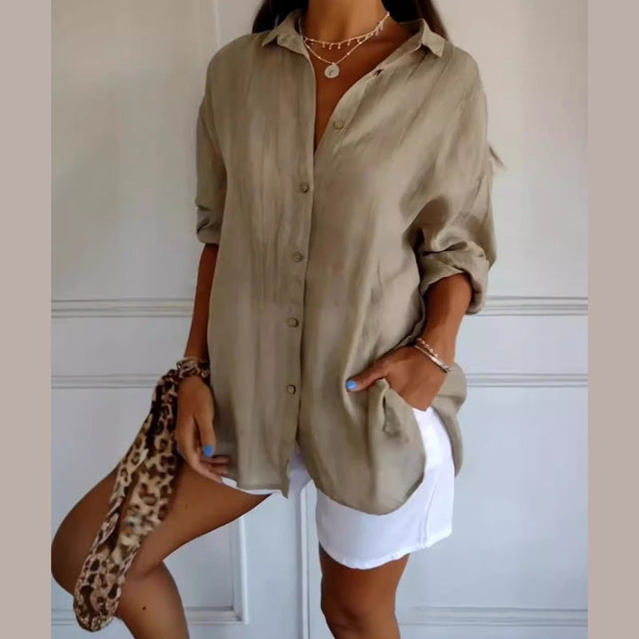 Serina | Classic Pleated Textured Jersey Shirt