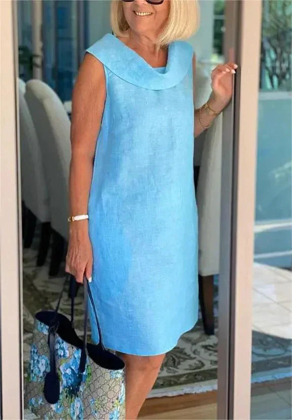 Liliana™ Linen frilled collar dress