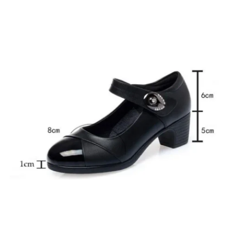 Soft-soled Leather Orthopedic Shoes with Diamond Button