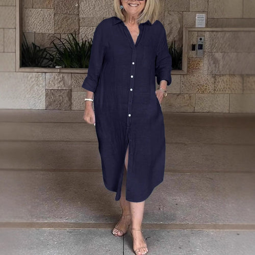 Lunvra Women’s Casual Loose Long Shirt Dress