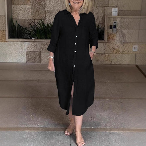 Lunvra Women’s Casual Loose Long Shirt Dress