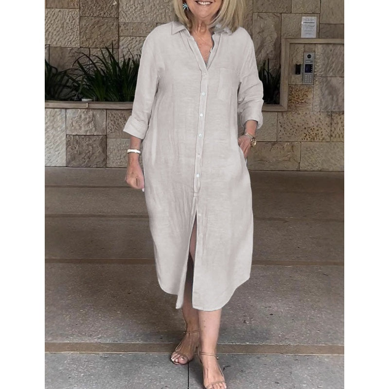 Lunvra Women’s Casual Loose Long Shirt Dress