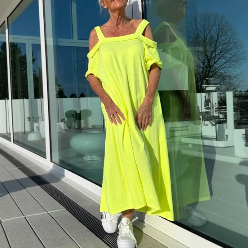 Diana – Stylish flowy cold shoulder maxi dress