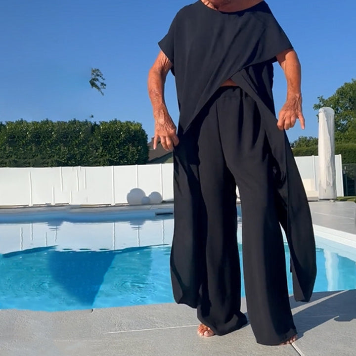 Clarisse – Chic flowing off-shoulder top and trousers set