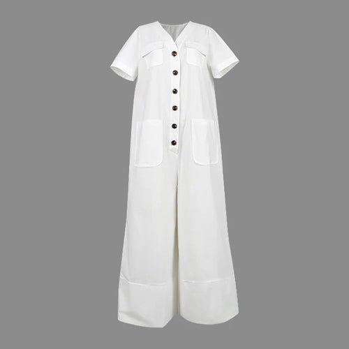 Corinne – Effortless elegant V-neck wide-leg jumpsuit