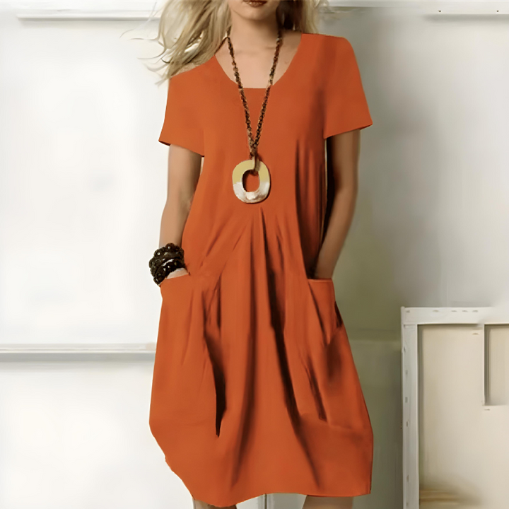 Lunvra Elegant Cotton Dress with Tummy Control