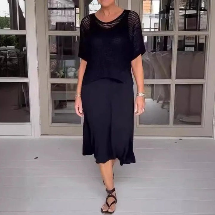 Dumez | Elegant 2-piece dress + perforated top